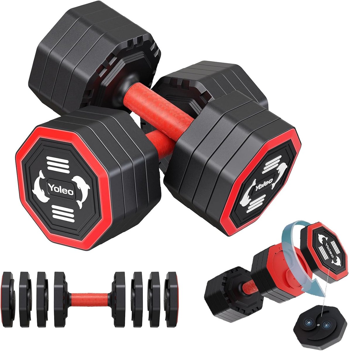 YOLEO Adjustable Dumbbell Set, 4-in-1