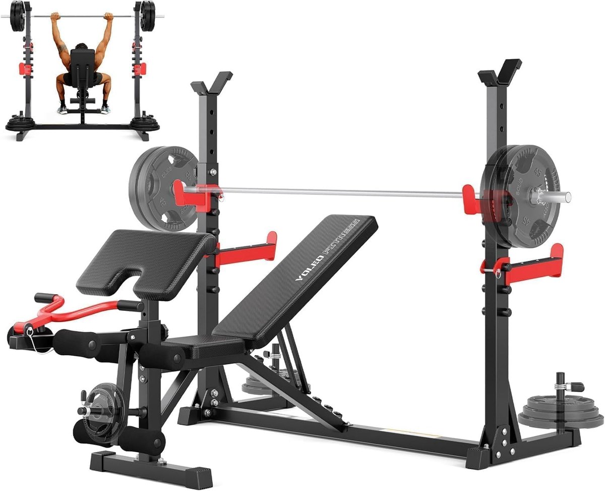 YOLEO Olympic Weight Bench with Rack, 1980 lb